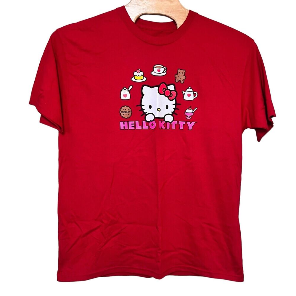 Sanrio Hello Kitty 1X Cotton Red T-shirt Crew Neck‎ Short Sleeve Graphic